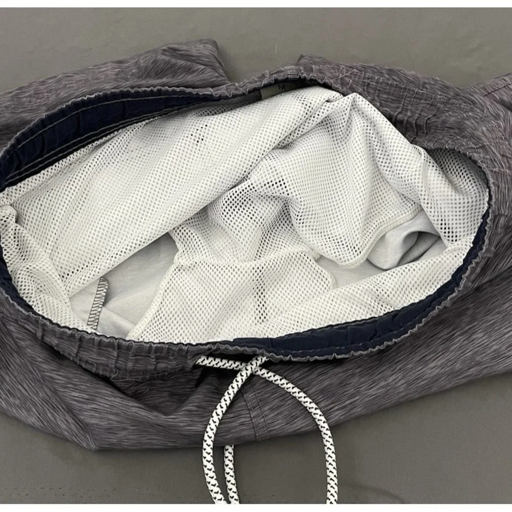 US Polo Assn Mens Swim Trunk Size Medium Gray Drawstring Waist Lined W/‎ Pockets